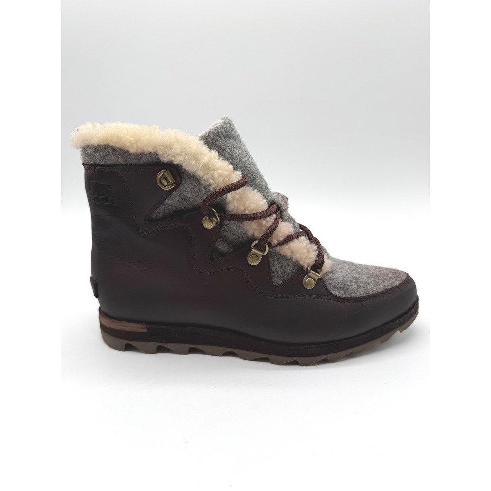 Sorel Ainsley Conquest Boots Womens 10 Brown Excellent Waterproof Leather Felt
